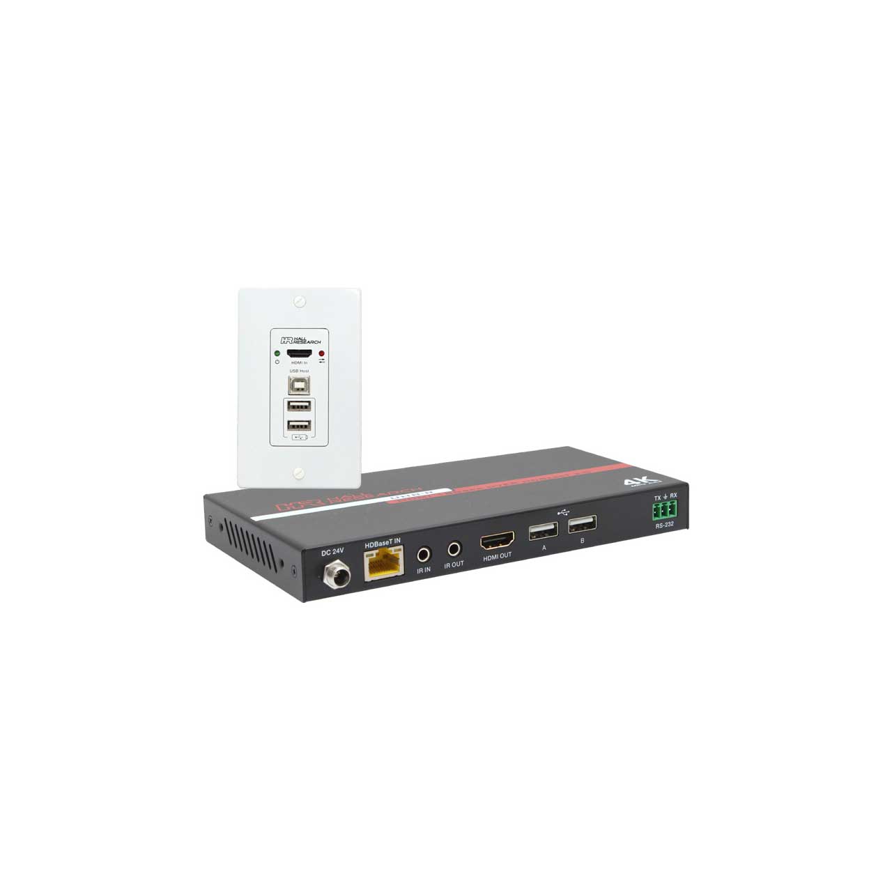 4K HDMI/USB-C Extender Over Single CAT6/7 with 4K@60Hz Wall Plate