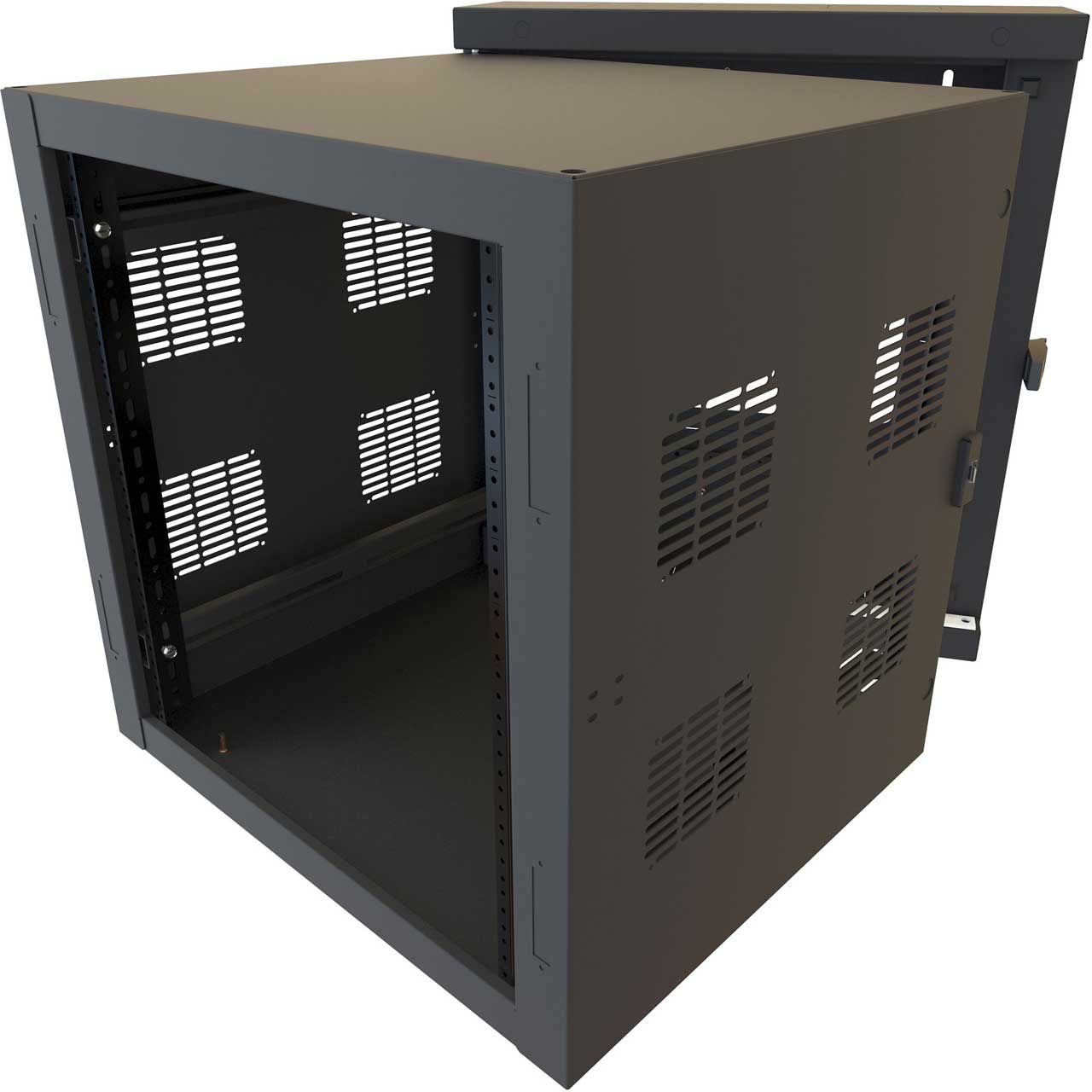 Hammond HWC2412U27BK 12RU 24 Inch Width 27D Swing Wall Cabinet for HWC Series HWC2412U27BK