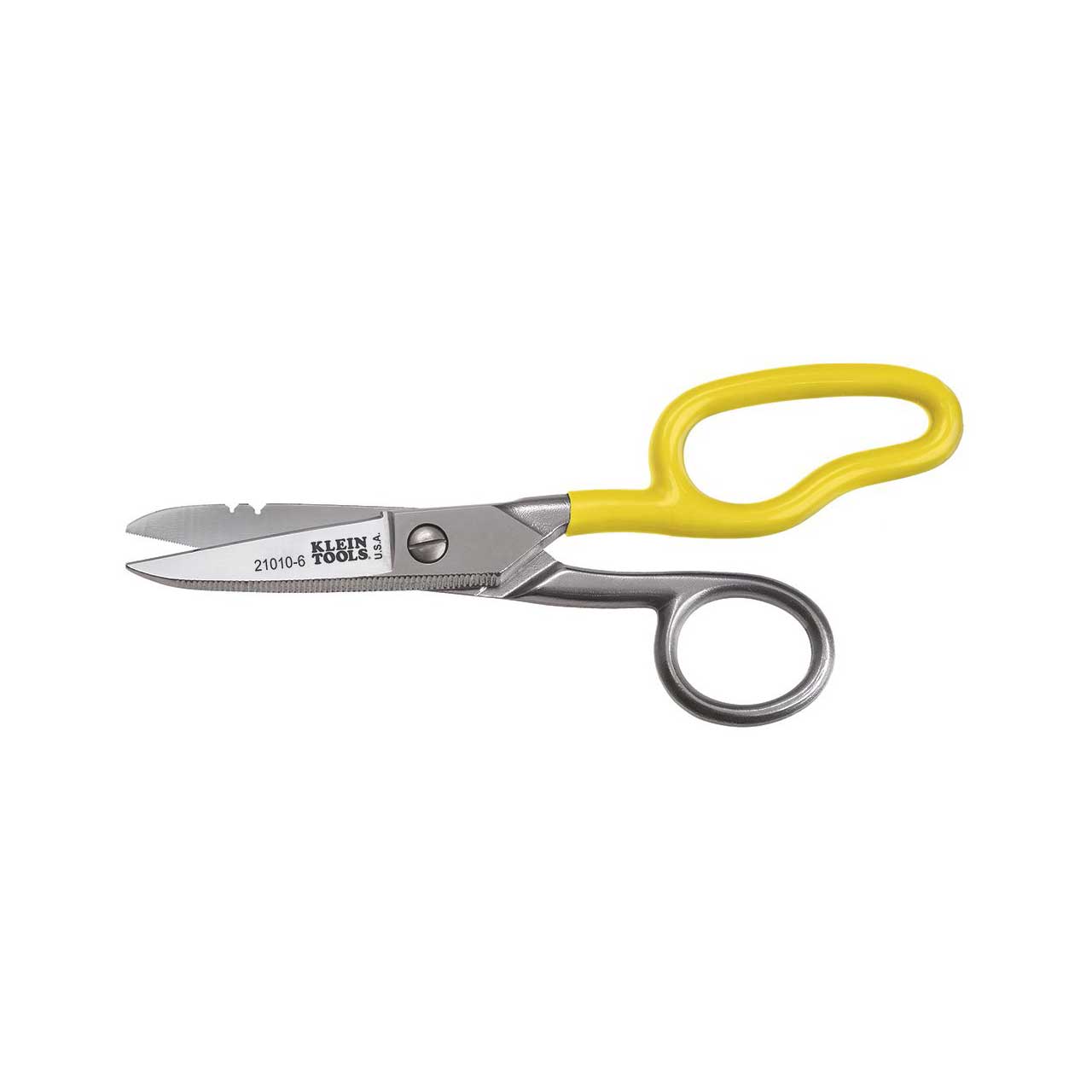 Klein 21010-6-SEN Free-Fall Snip Shears for Cordage / Cable and Wire - Scraper / File / Serrated Blades 21010-6-SEN