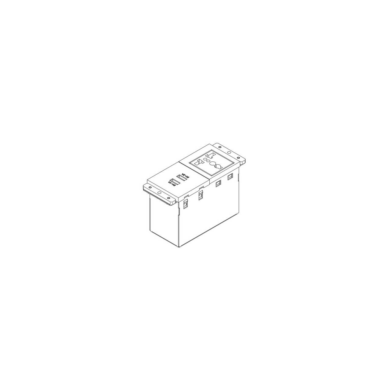 Kramer TS-2UC/U TBUS Dual Socket Module with 1 Universal AC Power Socket and 2 USB Charging Ports 91-000147