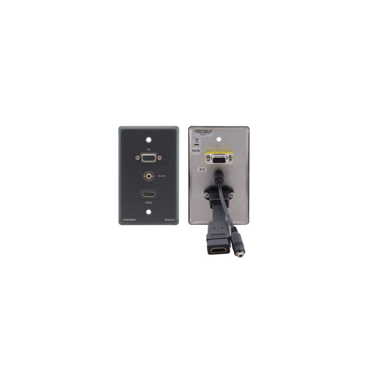 Kramer WXA-H/US(B) 15-pin Computer Graphics Video/HDMI & Stereo Audio Passive Wall Plate - Black 80-000118