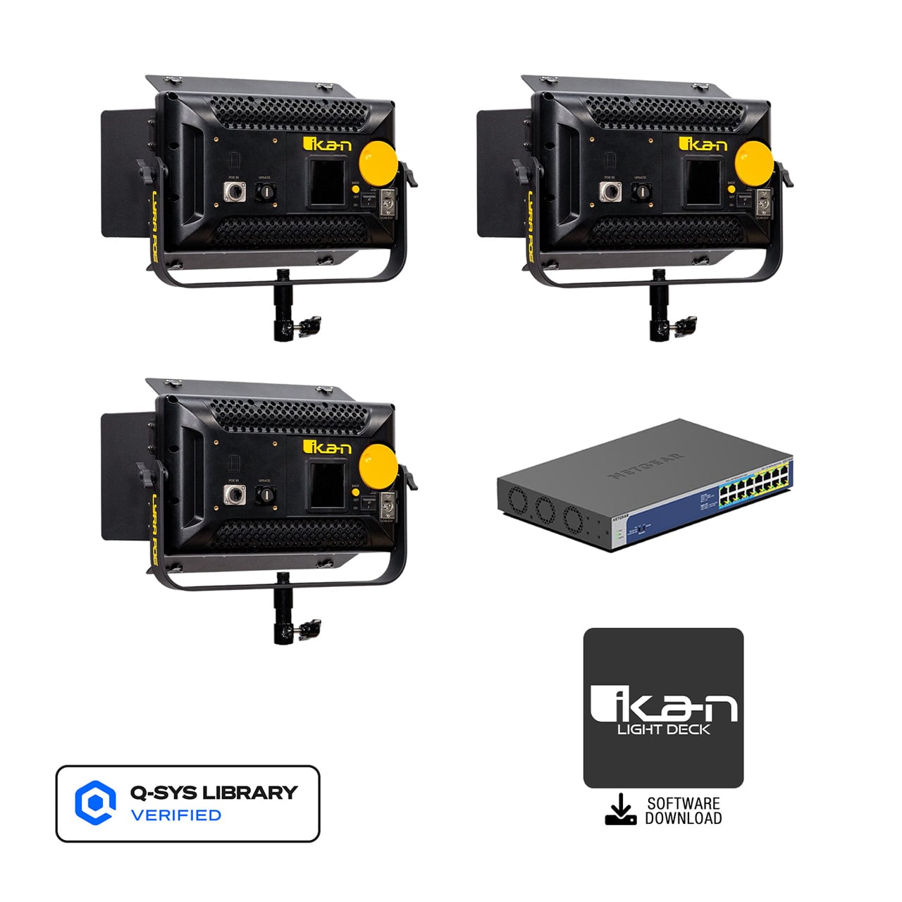 Ikan LBX5-POE-3L-1SU 3x Lyra POE Half X 1 Bi-Color Studio Panel Soft ...