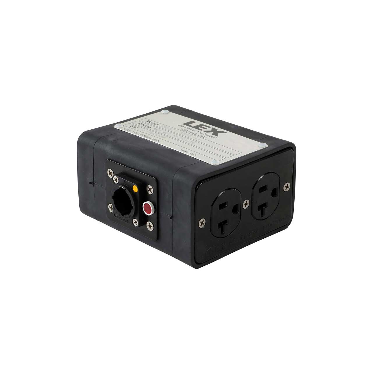 Lex Products DB20T1-SBPC-TI PowerHOUSE 20 Amp Quad Box powerCON TRUE1 to  Duplex Receptacles w/ Threaded Inserts