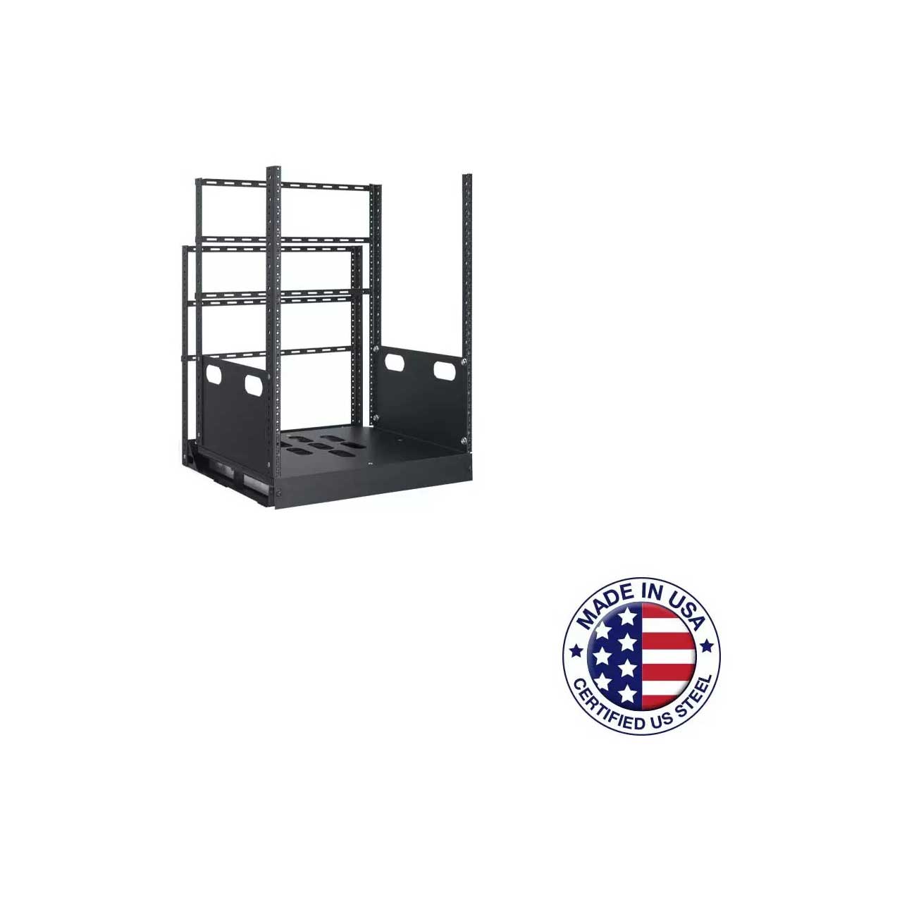 Lowell LPTR4-1423 14RU Pull & Turn Millwork Rack w/ Four Support Rails ...