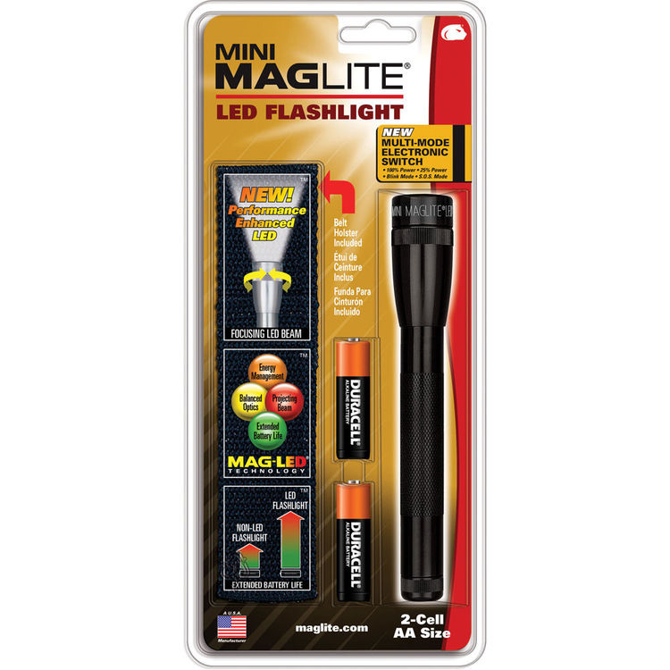 Maglite 2Cell AA MiniMag LED Flashlight with Holster & (2) Batteries