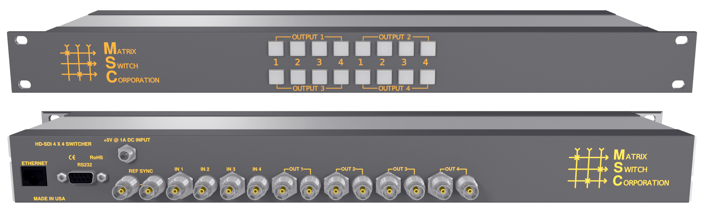 Matrix Switch MSCHD44L 1.5G/HD/SDSDI 4x4 Compact Routing Switcher