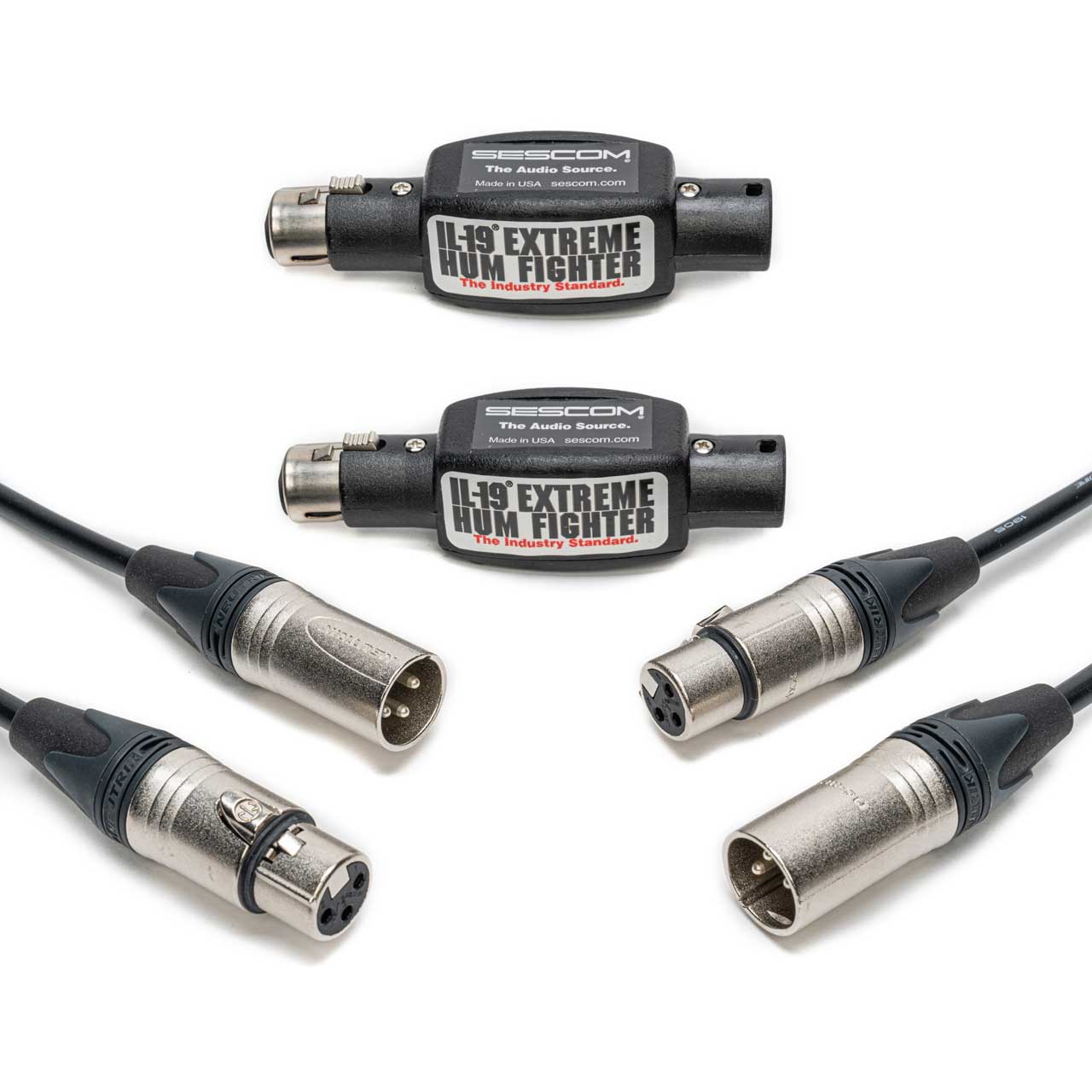 Sescom XLR Audio Bundle with 2 25ft SC25XXJ XLR Cables and 2 IL-19 XLR