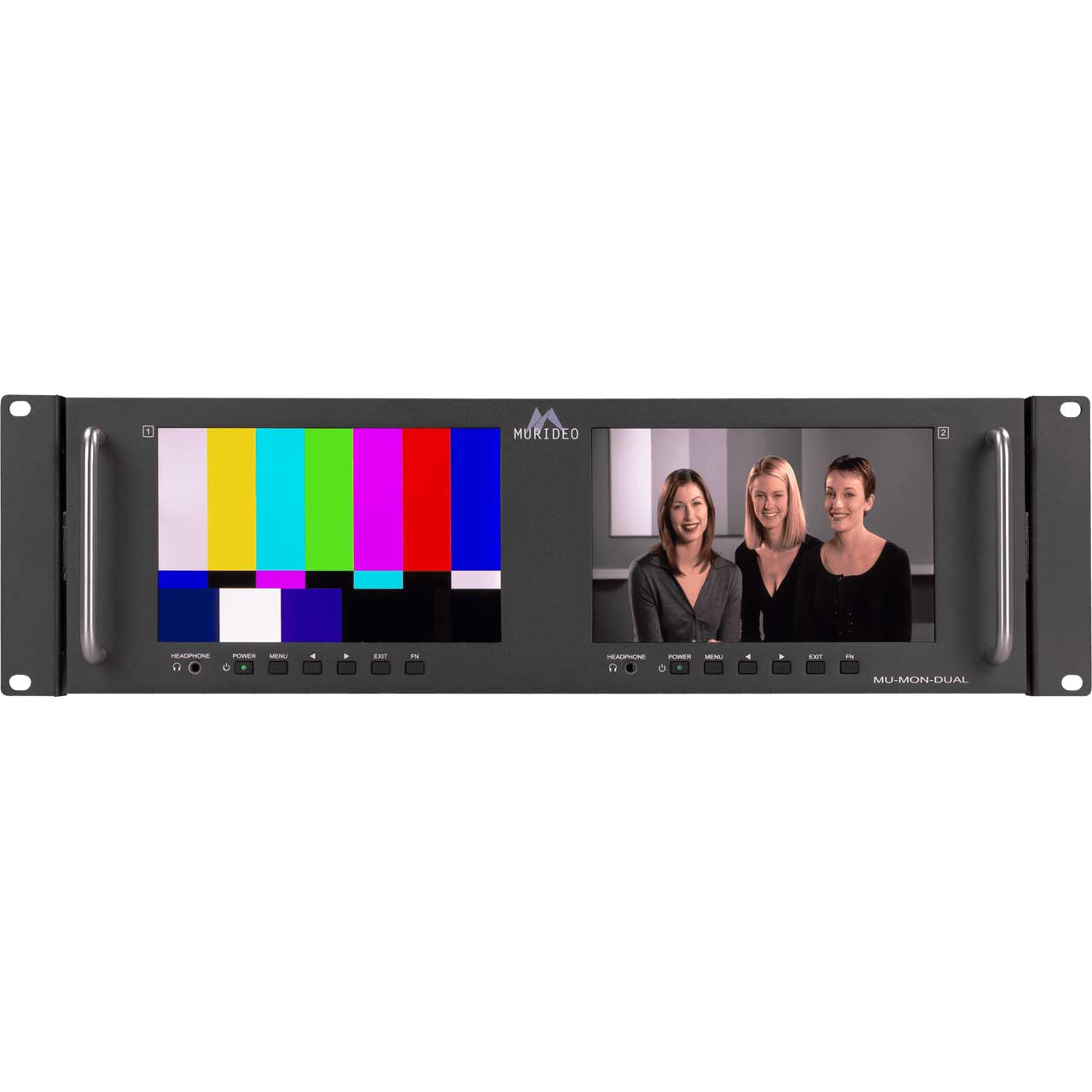 Murideo MU-MON-DUAL 4K HDMI 2.0. Loop Out Rack Mounted Dual Screen Test Monitor - 4K Signals up to 18Gbps MU-MON-DUAL