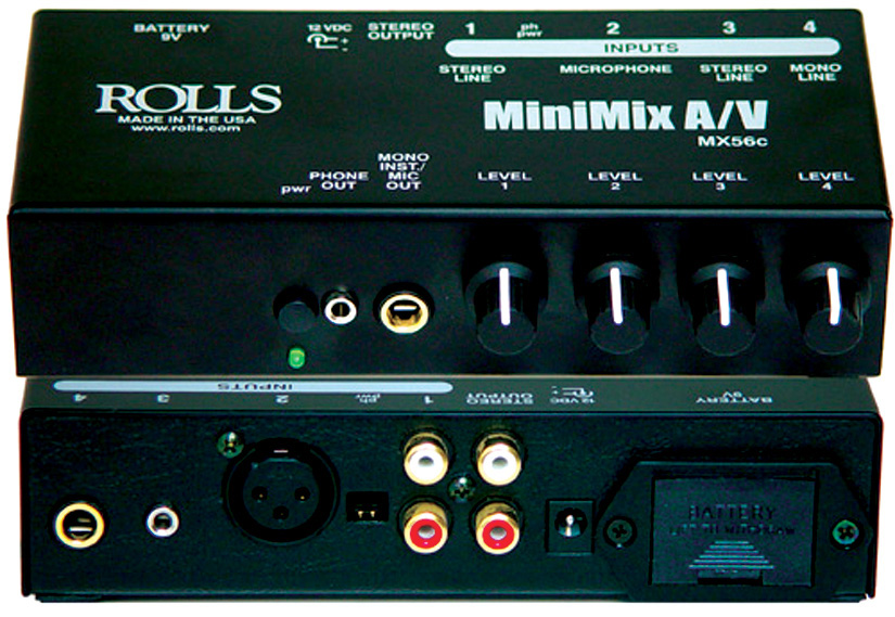 Rolls MX56c MiniMix A/V 4-Channel Battery-Powered Mixer MX56C