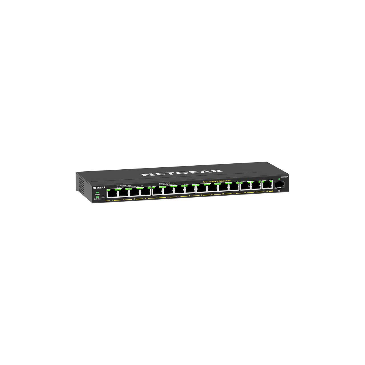 NETGEAR GS316EP-100NAS 16-Port PoE+ Gigabit Ethernet Plus Switch (180W) with 1 SFP Port GS316EP-100NA