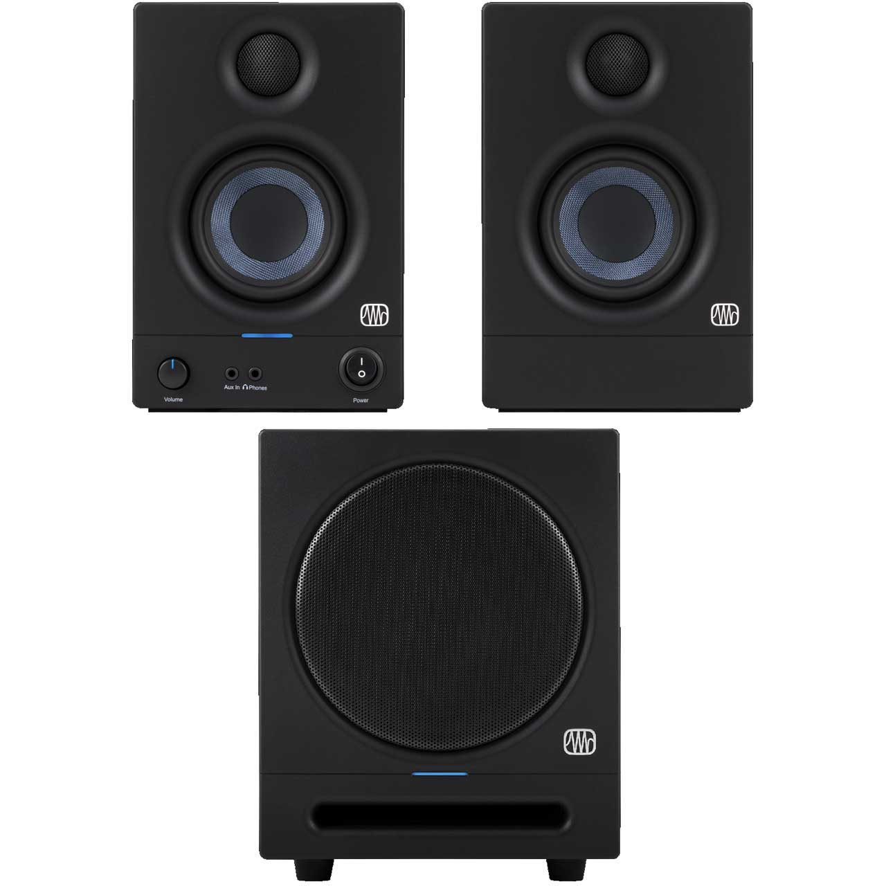 PreSonus ERIS 3.5 3.5-inch Media Reference Monitor Pair with Eris Sub 8BT  Bluetooth Active Studio Subwoofer Bundle