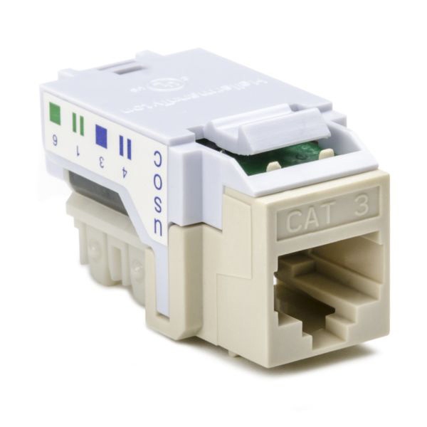 HellermannTyton RJ11FC3-FW RJ11 FlushMount Keystone Jack - Off White