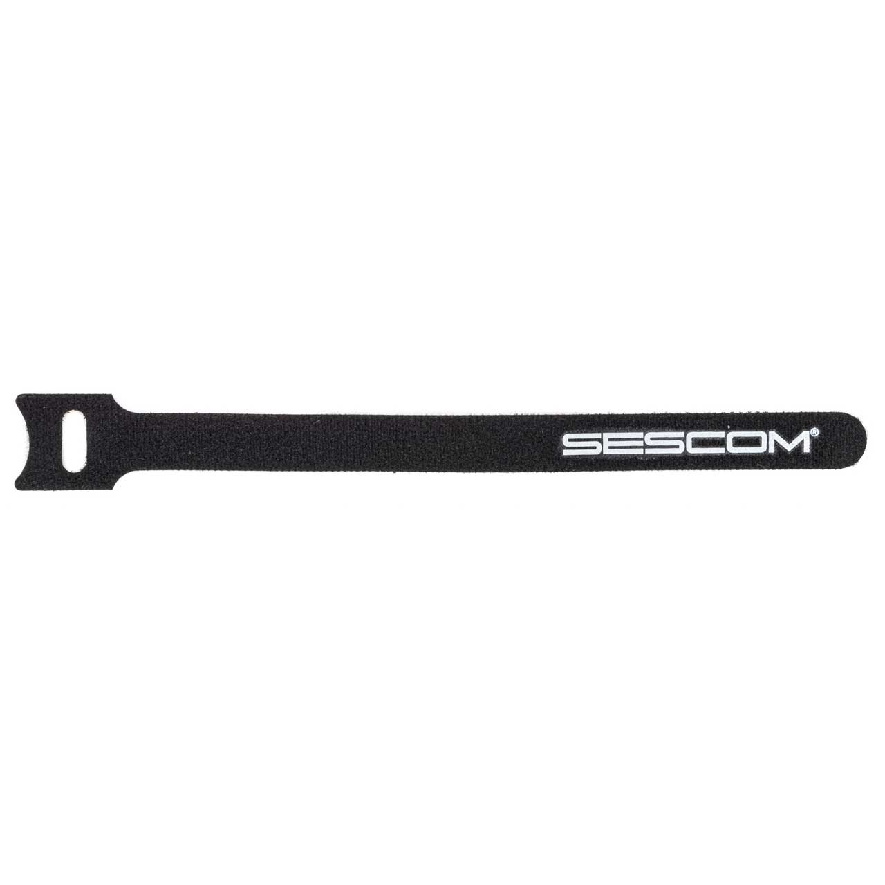 Sescom Hook and Loop Cable Wrap 12mm x 180mm Black with White Logo - 1000 Pack SES-HKNLP-1000PK
