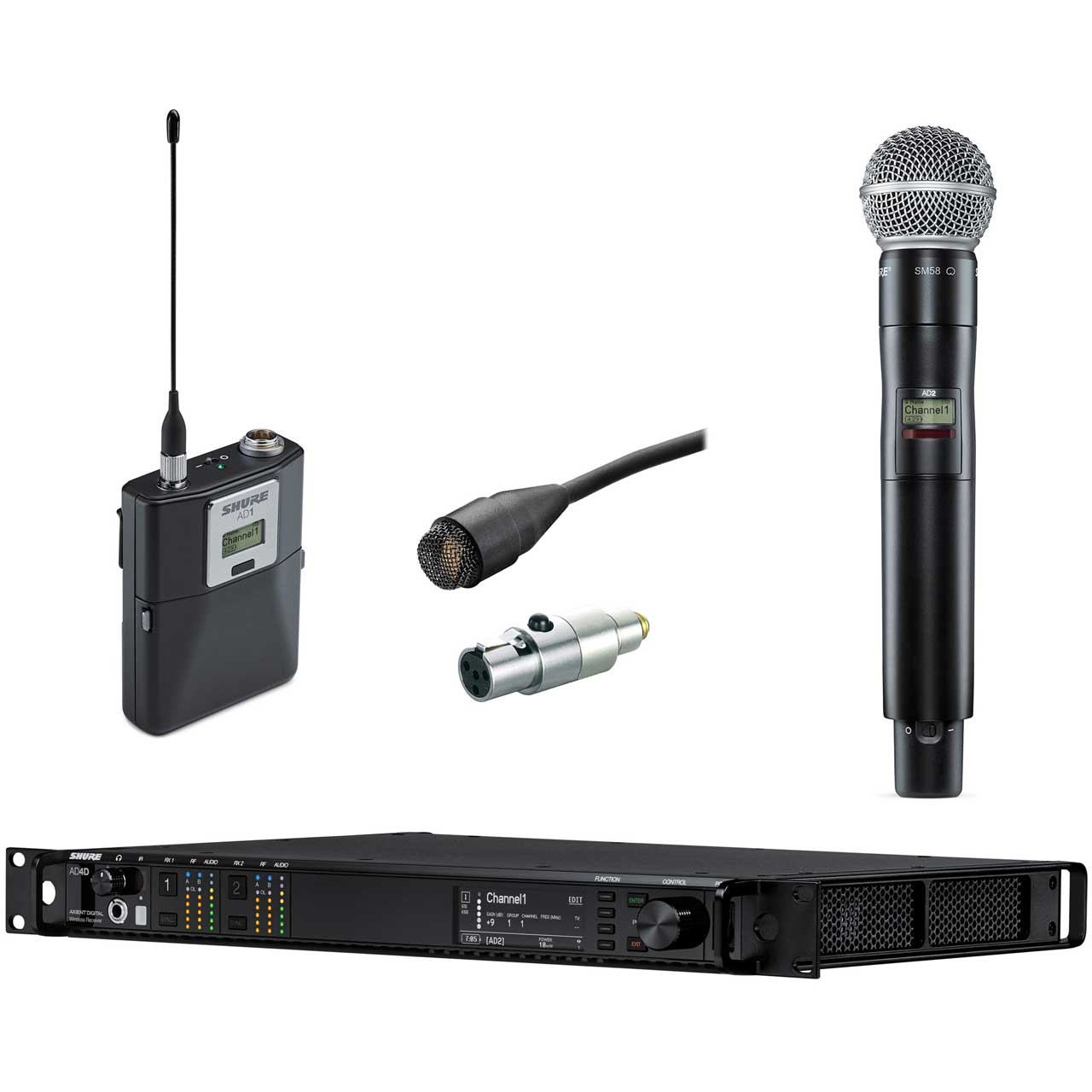 rural teach item SHURE Axient Digital 2-Ch Wireless Mic Kit w/Handheld & Bodypack  Transmitters and DPA d:screet 4060 Lav Mic - 470-636MHz
