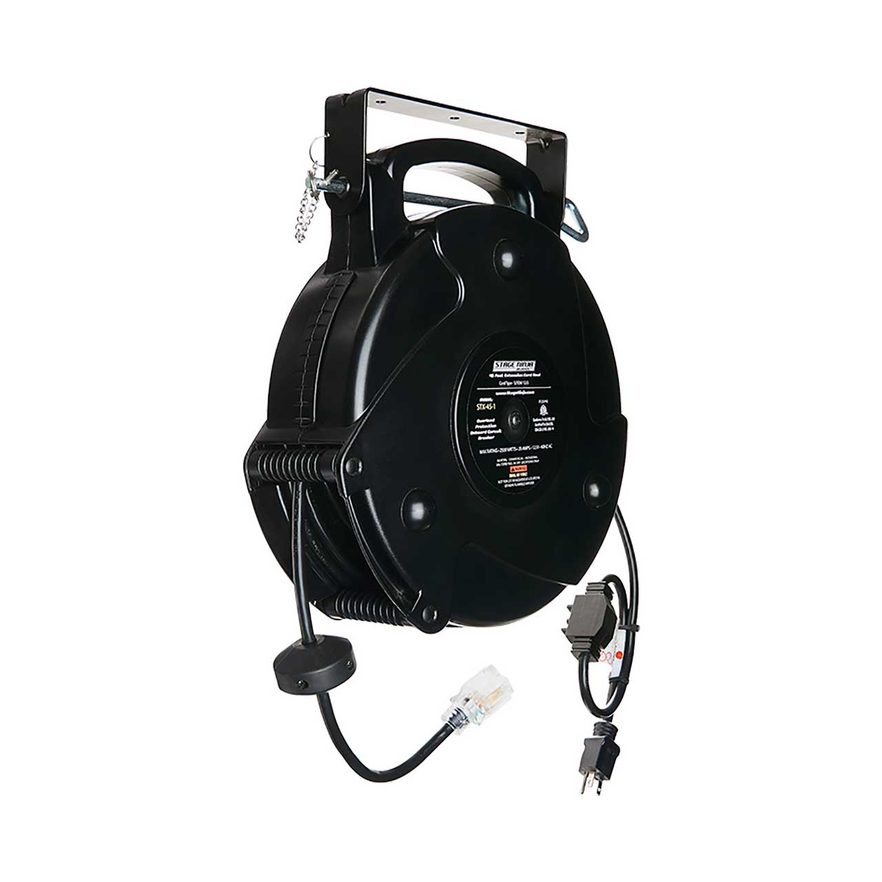 Stage Ninja STX-45-1 Retractable 12/3 Power Reel - Black - 45 Foot