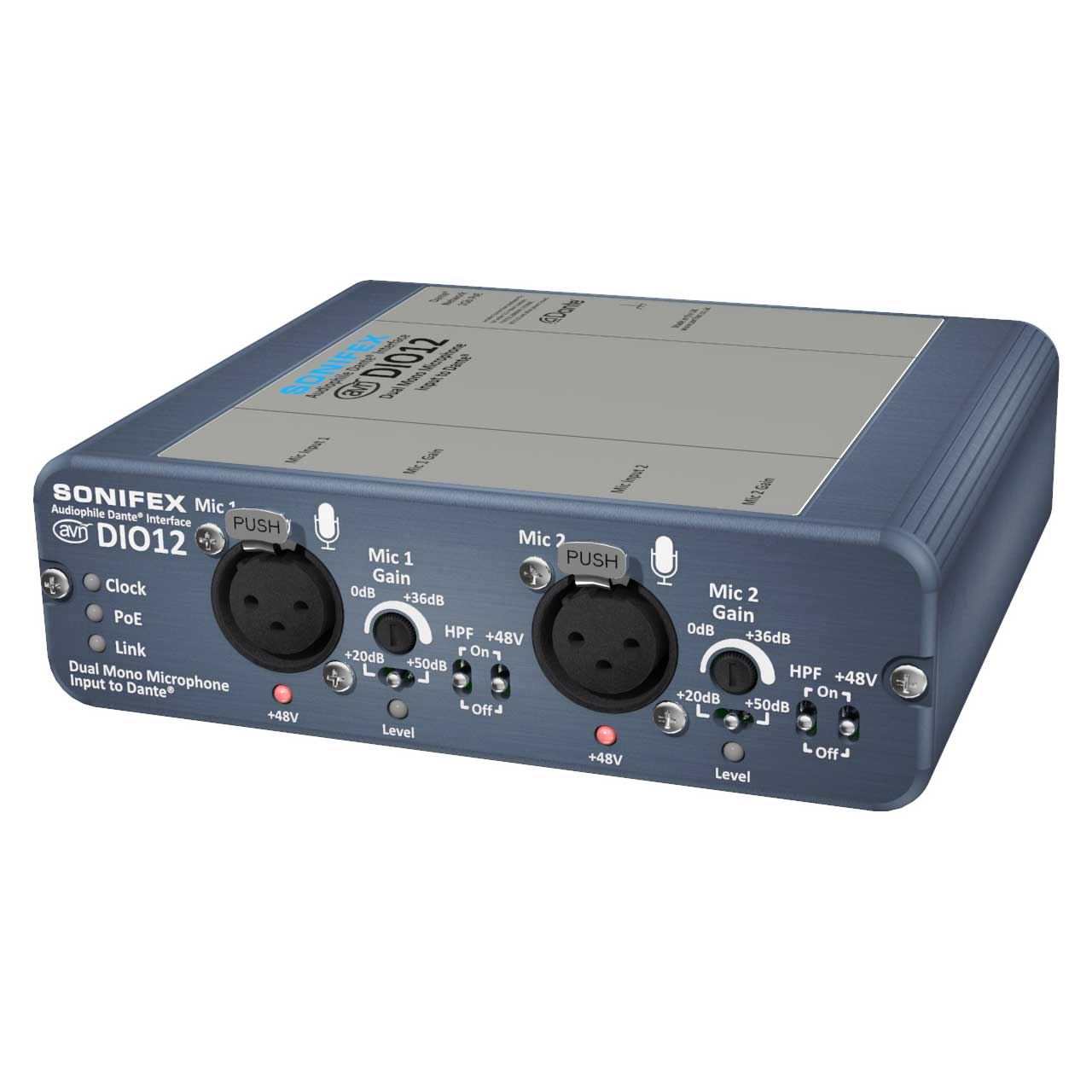 Sonifex AVN-DIO12 Dual Microphone Input to Dante with Mic Gain Converter AVN-DIO12