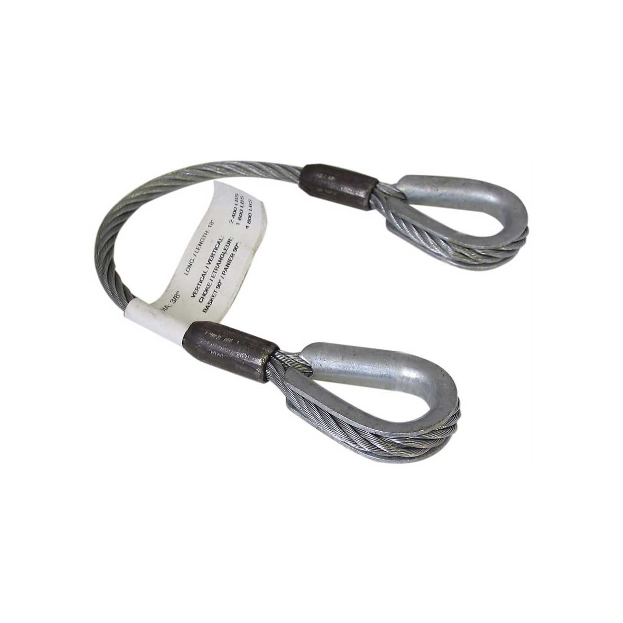 Fehr Brothers TCS375X05 3/8in x 5ft Galvanized Aircraft Cable Sling