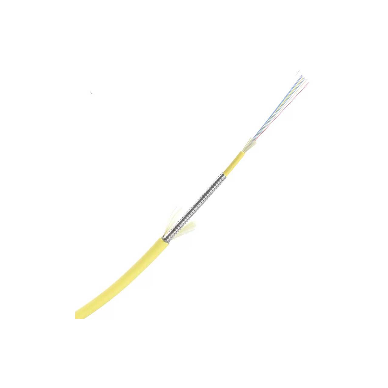 TiniFiber TF12-OS2-PL 12 Fiber OS2 250um Plenum Indoor Armored Fiber Optic Cable - Yellow - 1000 Foot