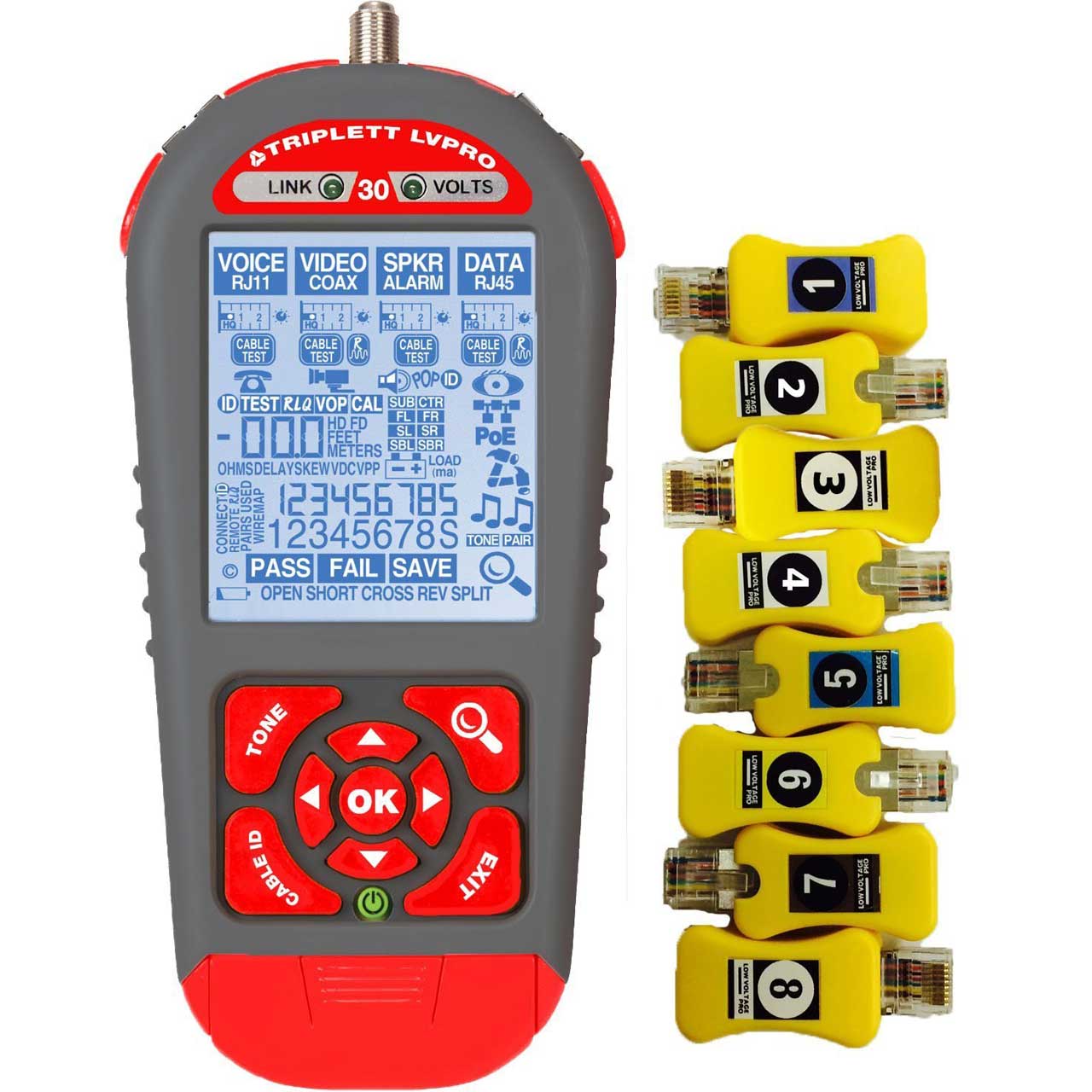 Triplett LVPRO30SR Low Voltage Pro Multifunctional Cable / Network Tester Kit with Smart Remotes TRIPL-LVPRO30SR
