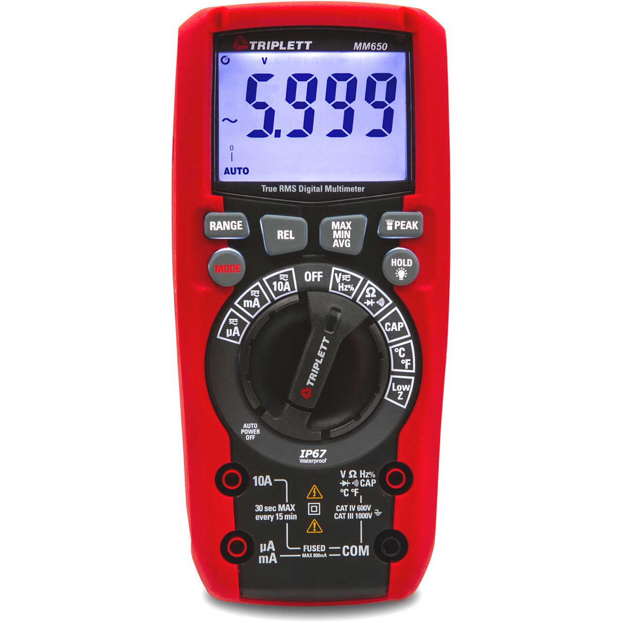 Triplett MM650 6000 Count True RMS High Performance Waterproof (IP67) Digital Multimeter with Lo Z & N.I.S.T TRIPL-MM650-NIST