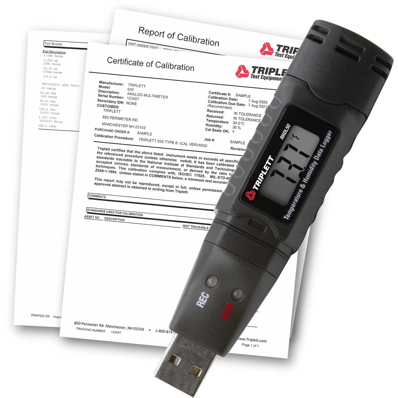 Triplett RHDL50-NIST Temperature and Humidity Datalogger with Certificate of Traceability to NIST