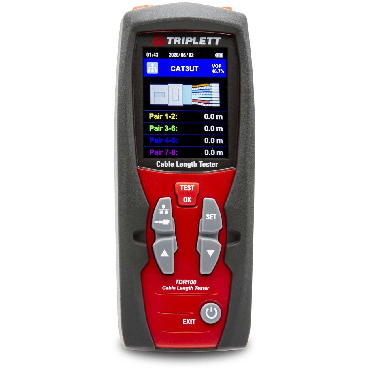 Triplett TDR100 Precision Cable Length Tester - Uses Time Domain Reflectometer Technology & 20 Built In VOPs TRIPL-TDR100