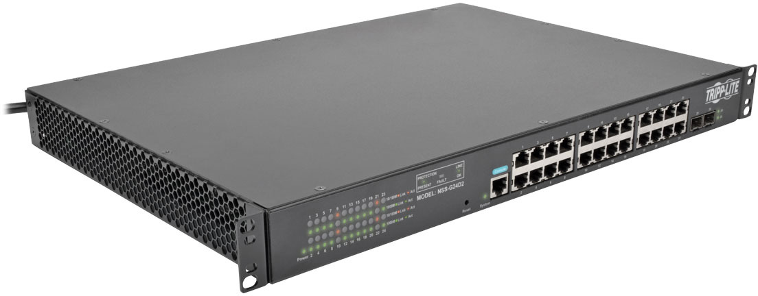 Tripp Lite NSS G24D2 24 10 100 1000Mbps Port Gigabit L2 Web Smart Managed Switch 2 Dedicated Gigabit SFP Slots 52 Gbps