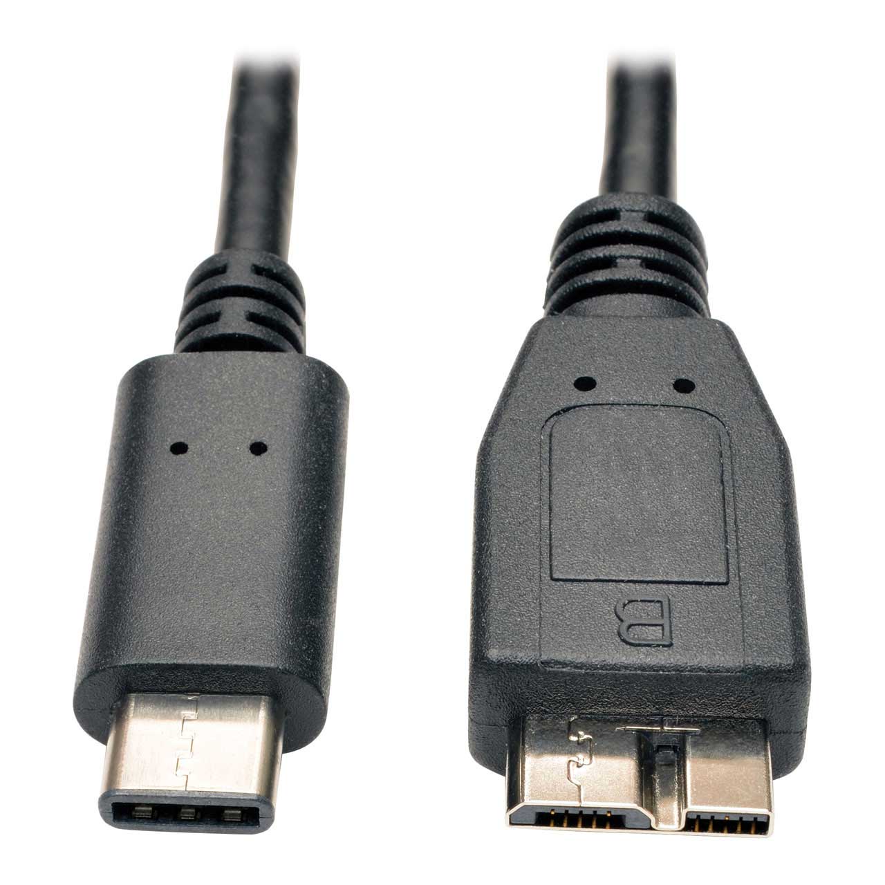 U426-003 - USB 3.1 Gen 1 (5 Gbps) Cable, USB Type-C (USB-C) to USB 3.0  Micro-B M/M, 3-ft. Length