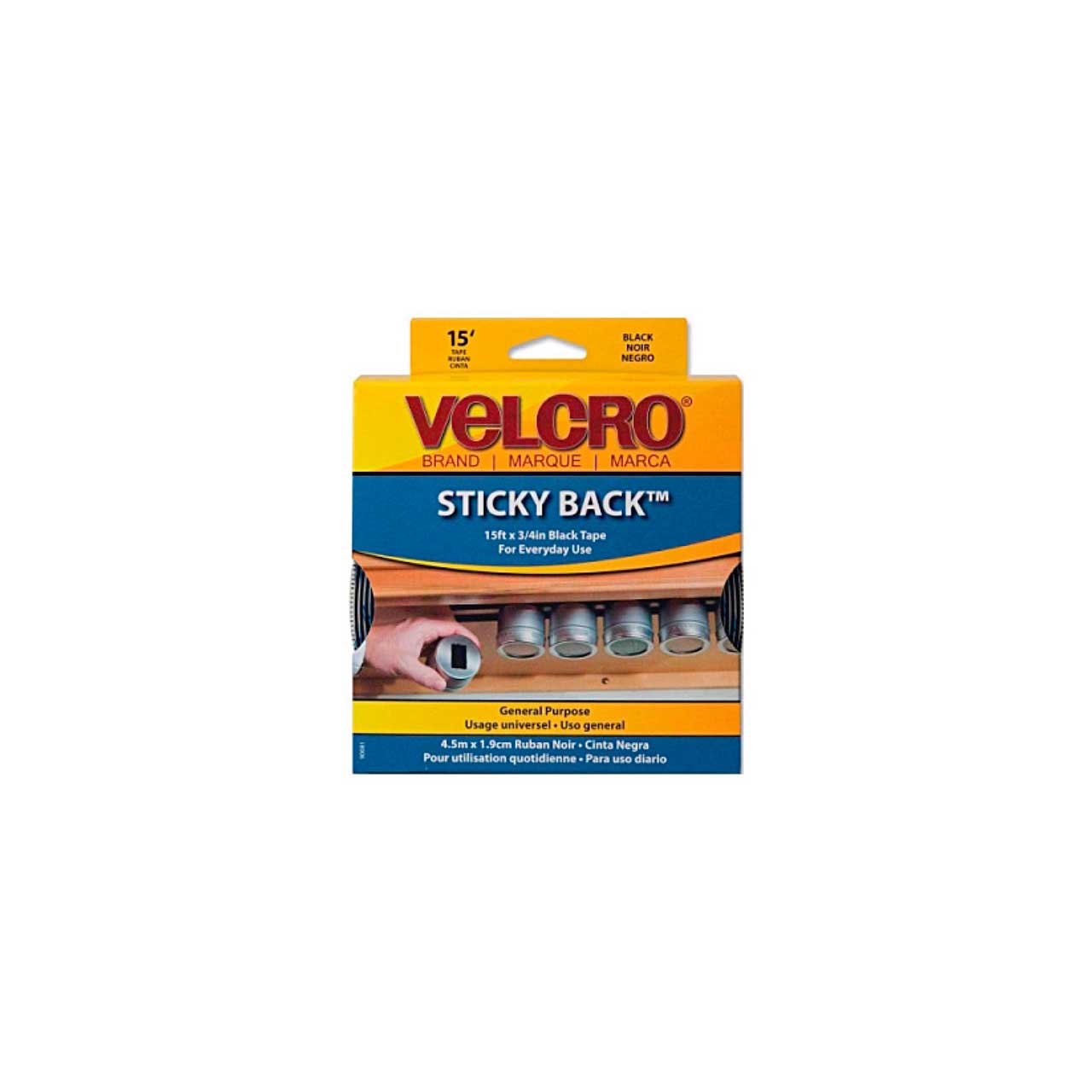 Velcro 3/4 x 5' Black Sticky Back Tape