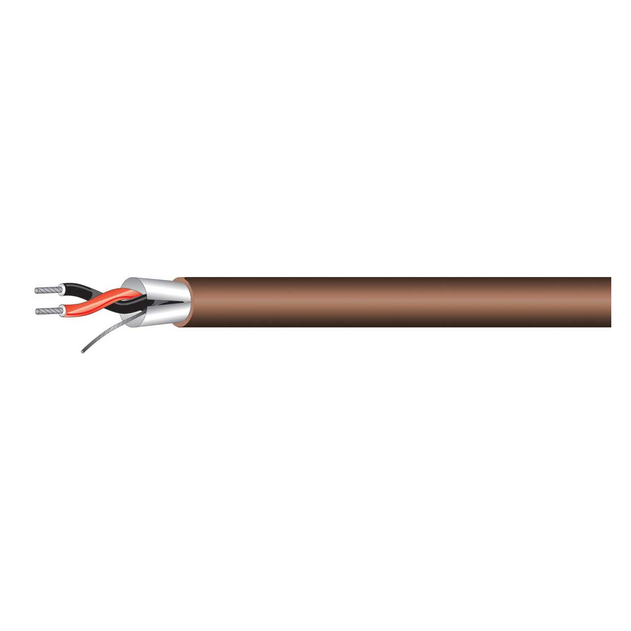 West Penn 454 1-Pair 22Awg CM Miniature Line Level Audio Cable - Brown - 500 Feet  454-500BR