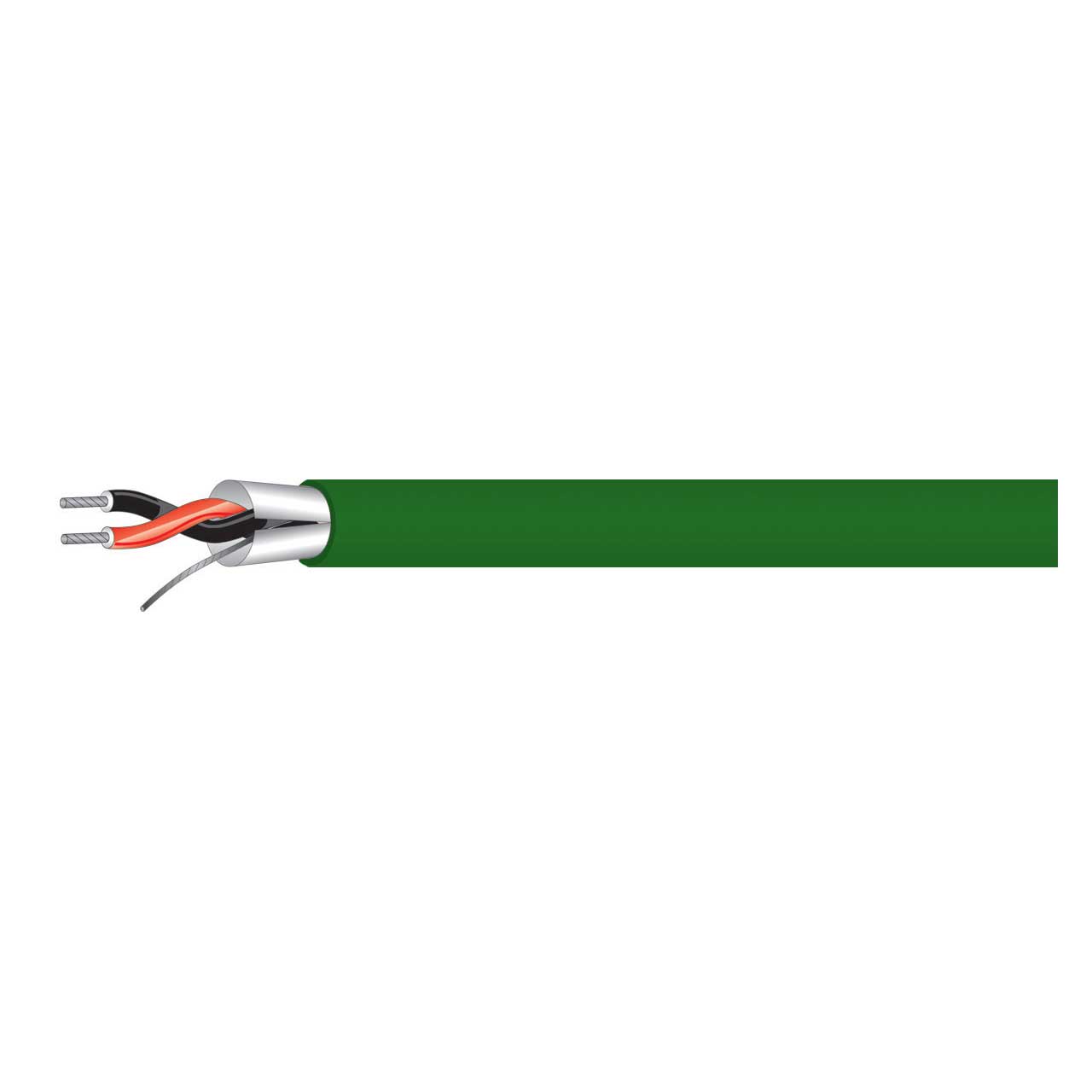 West Penn 454 1-Pair 22Awg CM Miniature Line Level Audio Cable - Green - 500 Feet  454-500GN