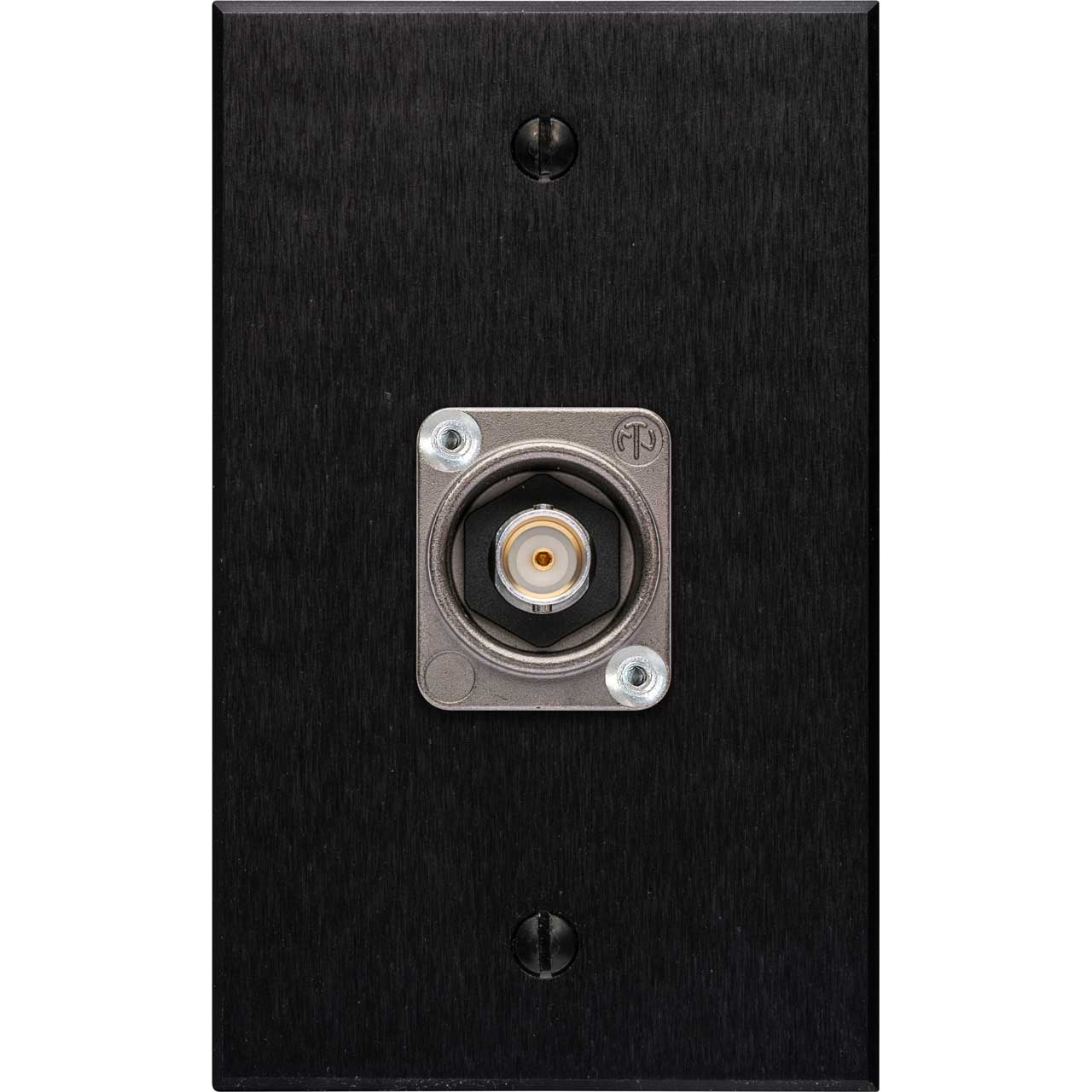 My Custom Shop WPBA-1103-NB 1-Gang Black Anodized Wall Plate with 1 Neutrik 12G-SDI Recessed BNC Barrel WPBA-1103-NB