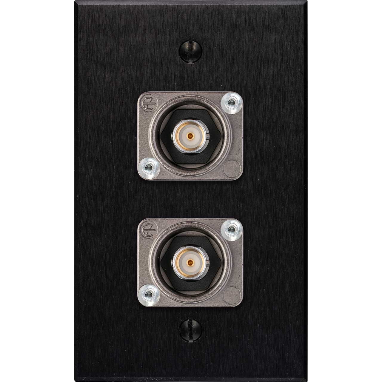 My Custom Shop WPBA-1104-NB 1-Gang Black Anodized Wall Plate with 2 Neutrik 12G-SDI Recessed BNC Barrels WPBA-1104-NB