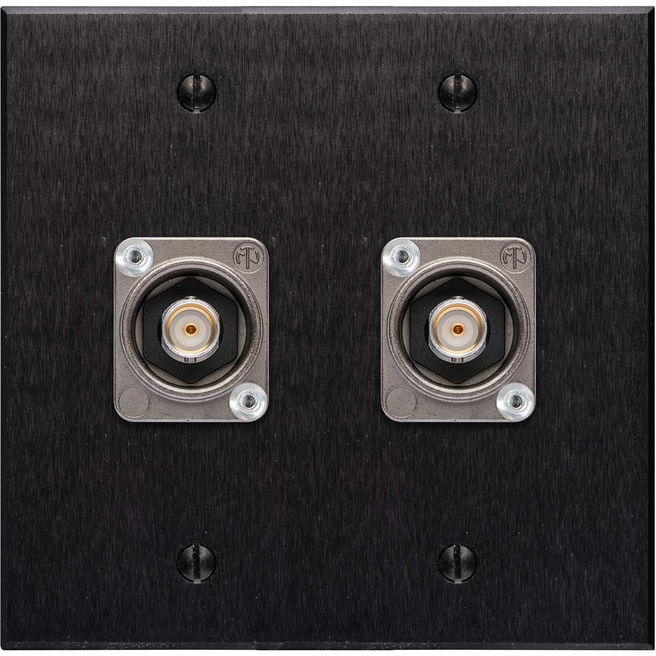 My Custom Shop WPBA-2107-NB 2-Gang Black Anodized Wall Plate with 2 Neutrik 12G-SDI Recessed BNC Barrels WPBA-2107-NB