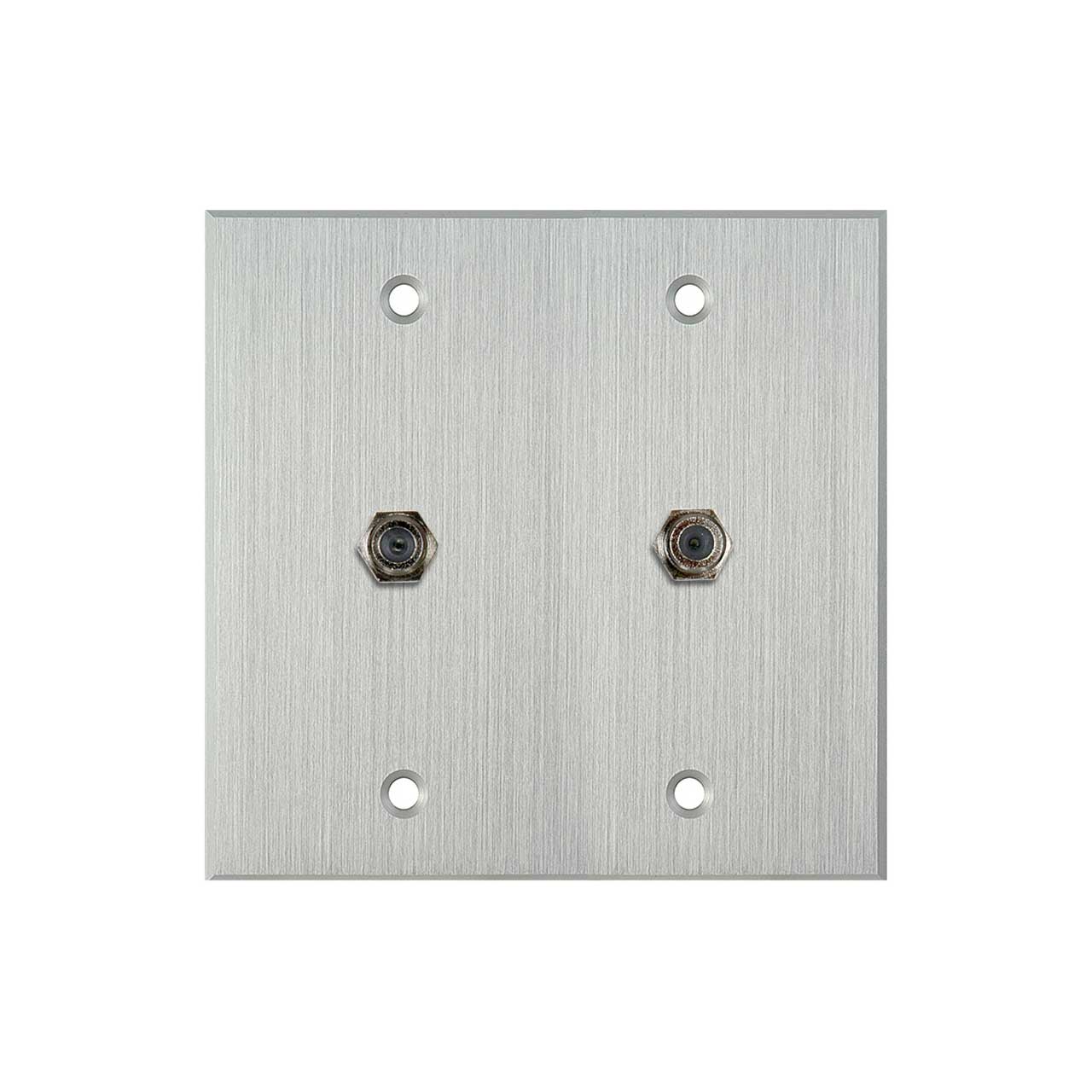 My Custom Shop WPCA-2102 2-Gang Clear Anodized Wall Plate w/ Two F- Female Barrel Connectors  WPCA-2102