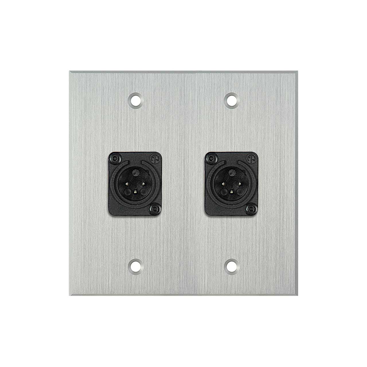 My Custom Shop WPCA-2114 2-Gang Clear Anodized Wall Plate w/ 2 Neutrik Plastic 3-Pin XLR-Ms  WPCA-2114
