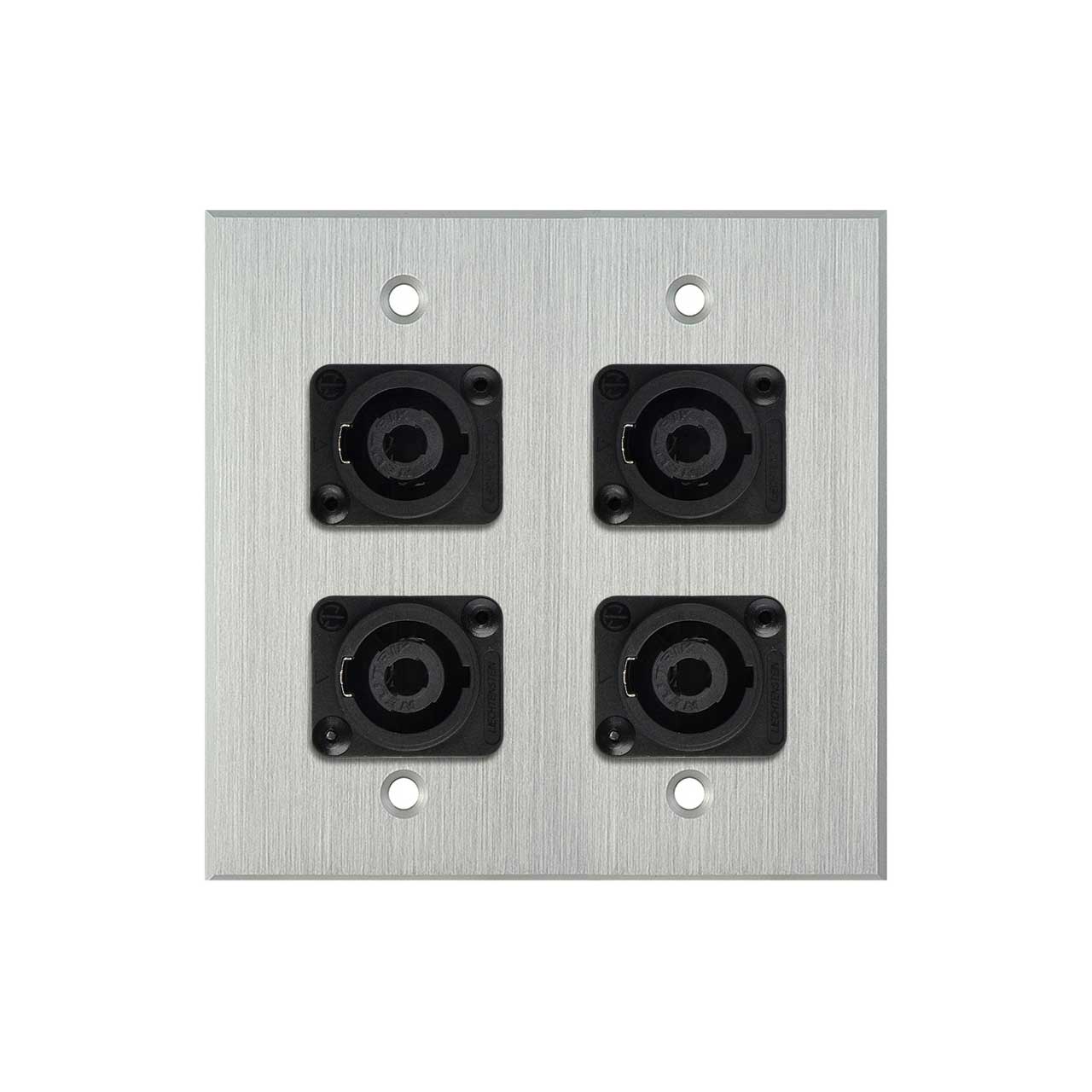 My Custom Shop WPCA-2119 2-Gang Clear Anodized Wall Plate w/ 4 Neutrik NL4MP 4-Pole speakONs  WPCA-2119