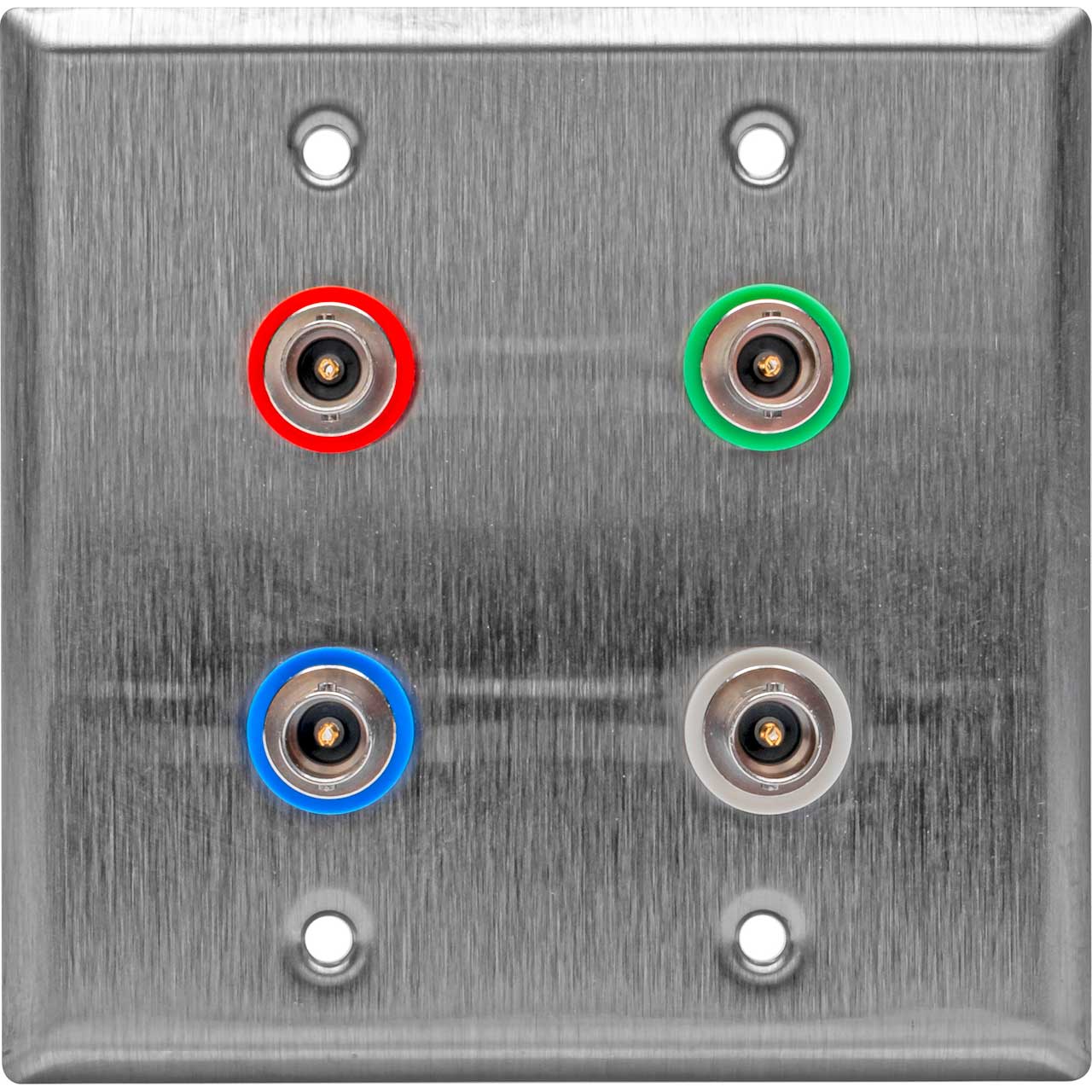 BRUSHED METAL DOUBLE BNC WALL PLATE 