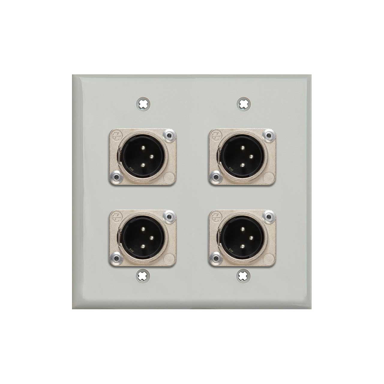 My Custom Shop WPLG2109 2Gang Gray Lexan Wall Plate w/ 4 Neutrik XLR