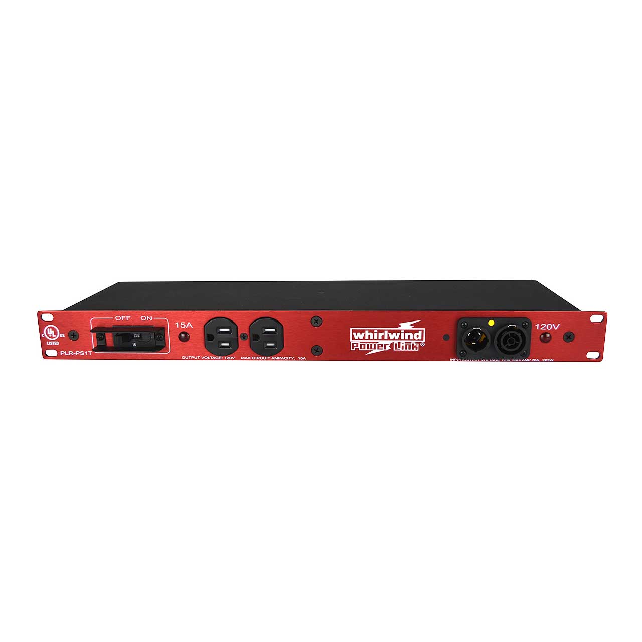 Whirlwind PLR-PS1T Power Link - PLR Power Strip / True One I/O / 15A Edison / 15A Circuit Breaker - 1-RU PLR-PS1T