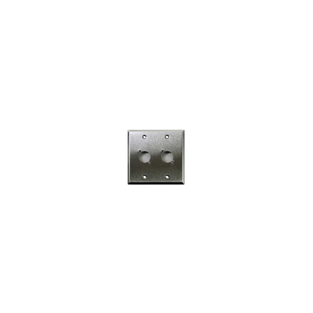 Whirlwind WP2/2NDH Stainless Steel 2 Gang Wallplate - punched for 2 D Sized Neutrik XLRs