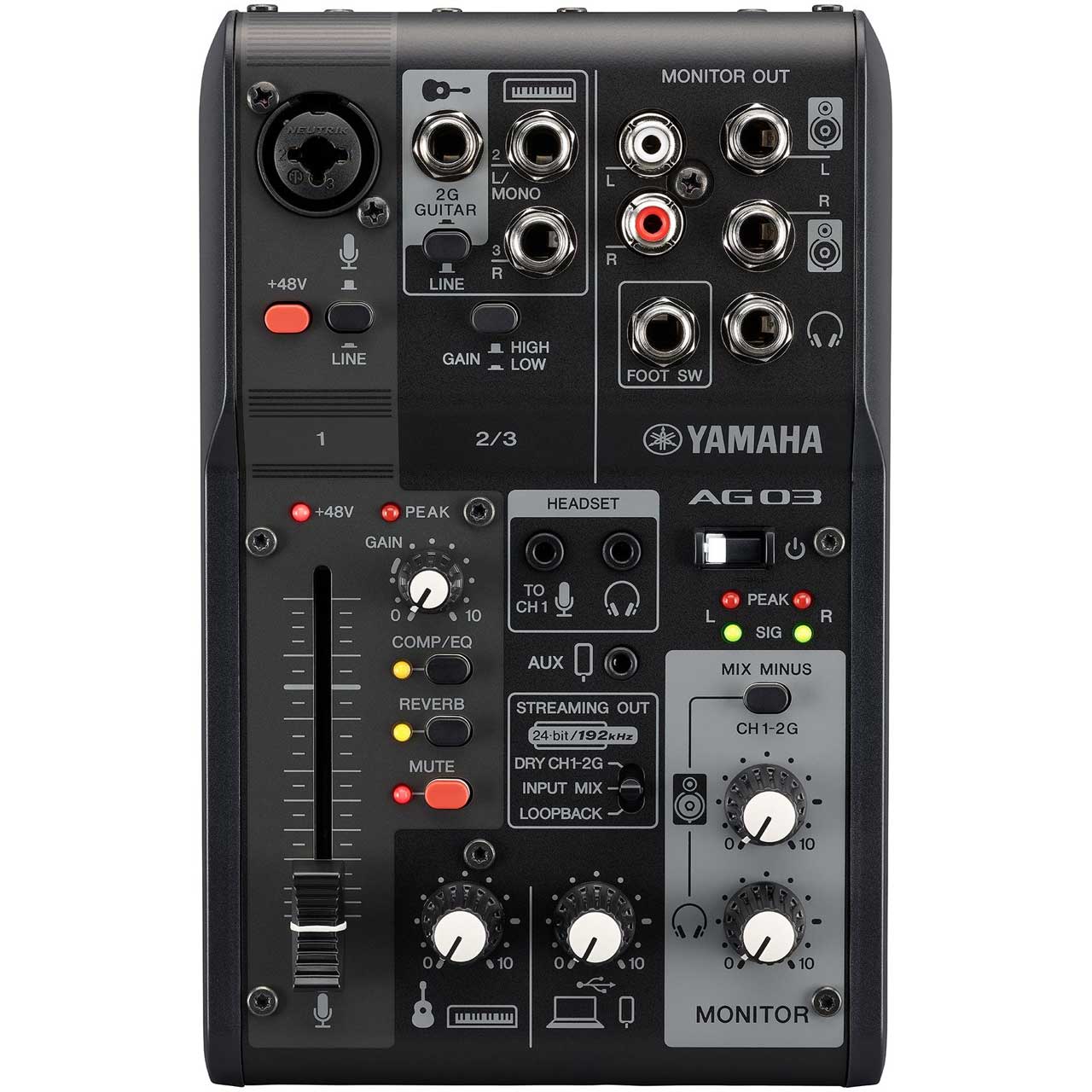 Interface　Black　3-Channel　Mixer/USB　Yamaha　IOS/Mac/PC　AG03MK2　for