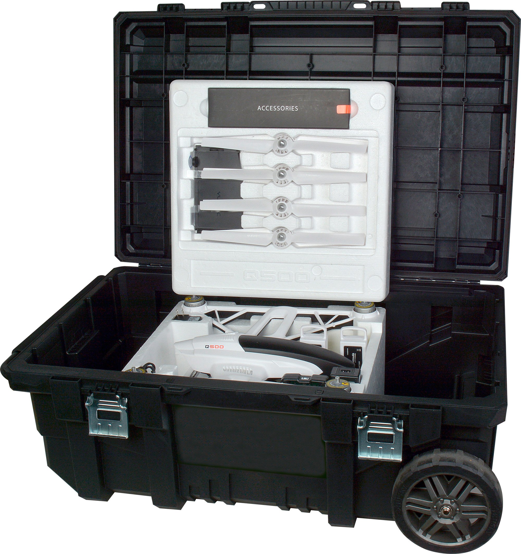Hard Shell Carry Case with Wheels and Telescopic Handle for the Q500