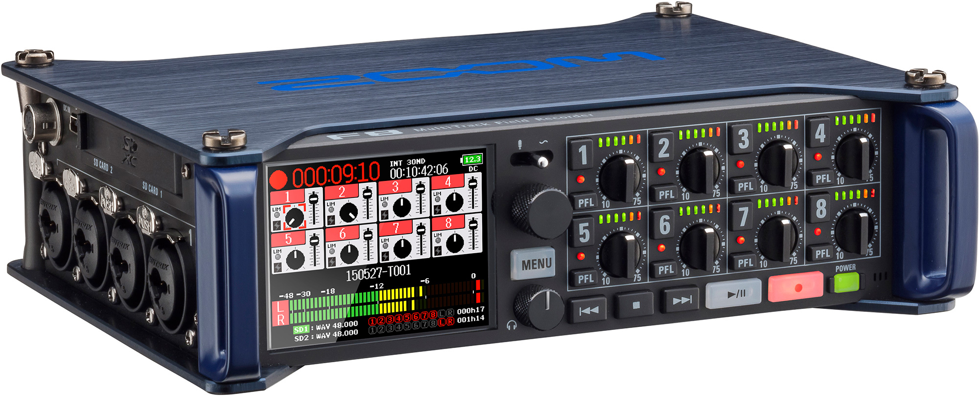 Zoom F8 MultiTrack ENG & Film Audio Field Recorder with Timecode 8