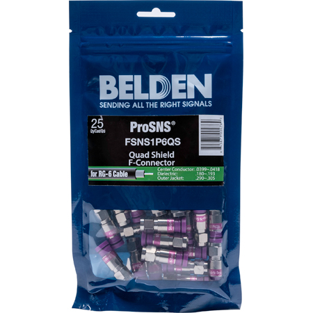 Belden FSNS6U-25 RG-6 Universal "F" Coax Compression Connector 25 Per Pack - Foto 9
