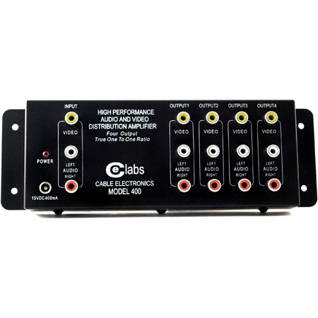 CE Labs AV400 1x4 Composite Video & Stereo Audio RCA Distribution Amp
