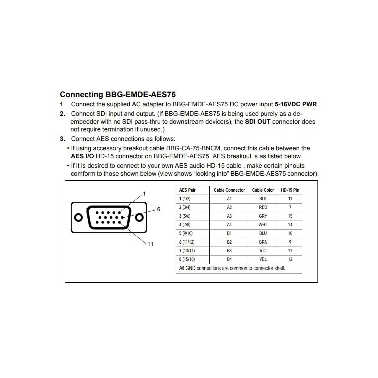 Cobalt BBG-CA-75-BNCM BBG Breakout Cable for Un-Balanced Audio (75 ohm ...