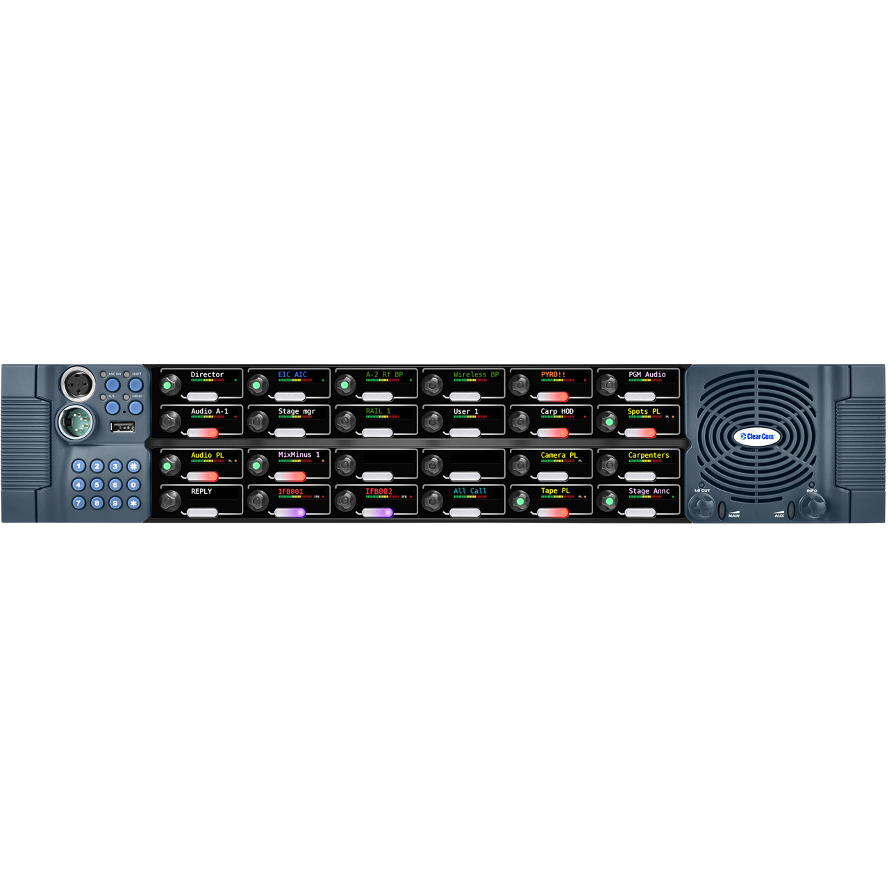 Clear-Com VI-PNLB-24R-X4 V-Series IrisX-Lever 2RU 24-Key Rotary ...