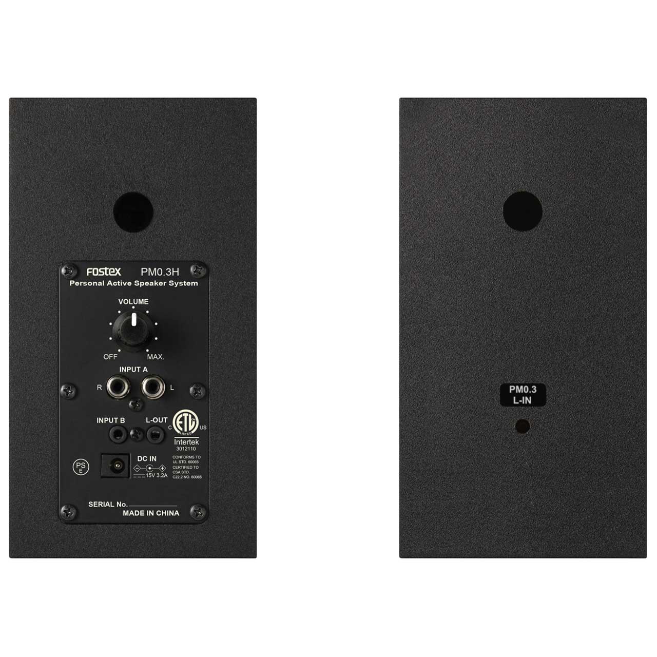 Fostex PM03H-B 3 Inch 2-way Powered Studio Monitor - Black - Pair