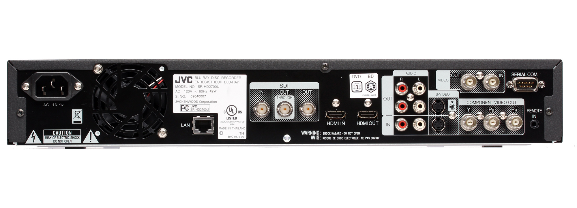 JVC SRHD2700US BluRay Disc & HDD Recorder with HDSDI